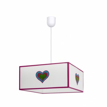 Distribuidor - Lâmpadas Diversas | Colgantes Infantil | COLGANTE AMOR 1XE27 BLANCO/ROSA REGX35X35 Ref: 117493501